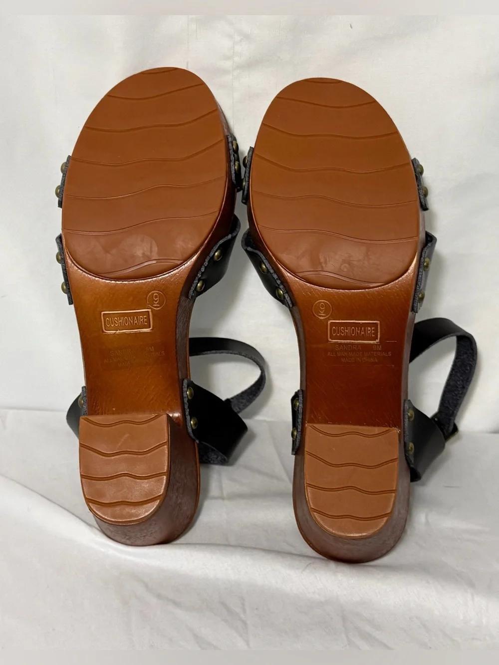 Black Leather Ankle-Strap Wedge Sandals